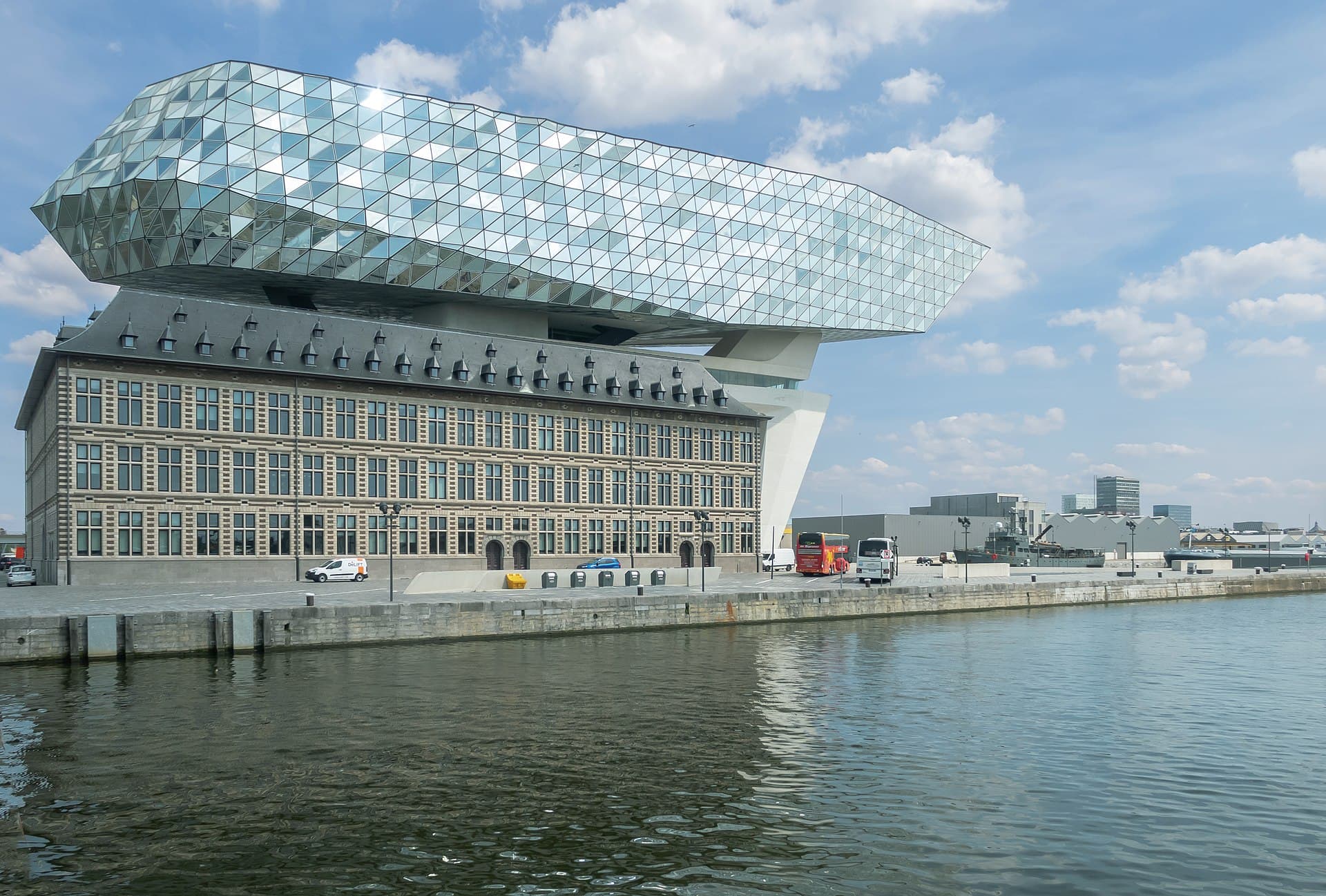 Image illustrating: A protest banner near Antwerp port or a Flemish government building, with Antwer (editorial)