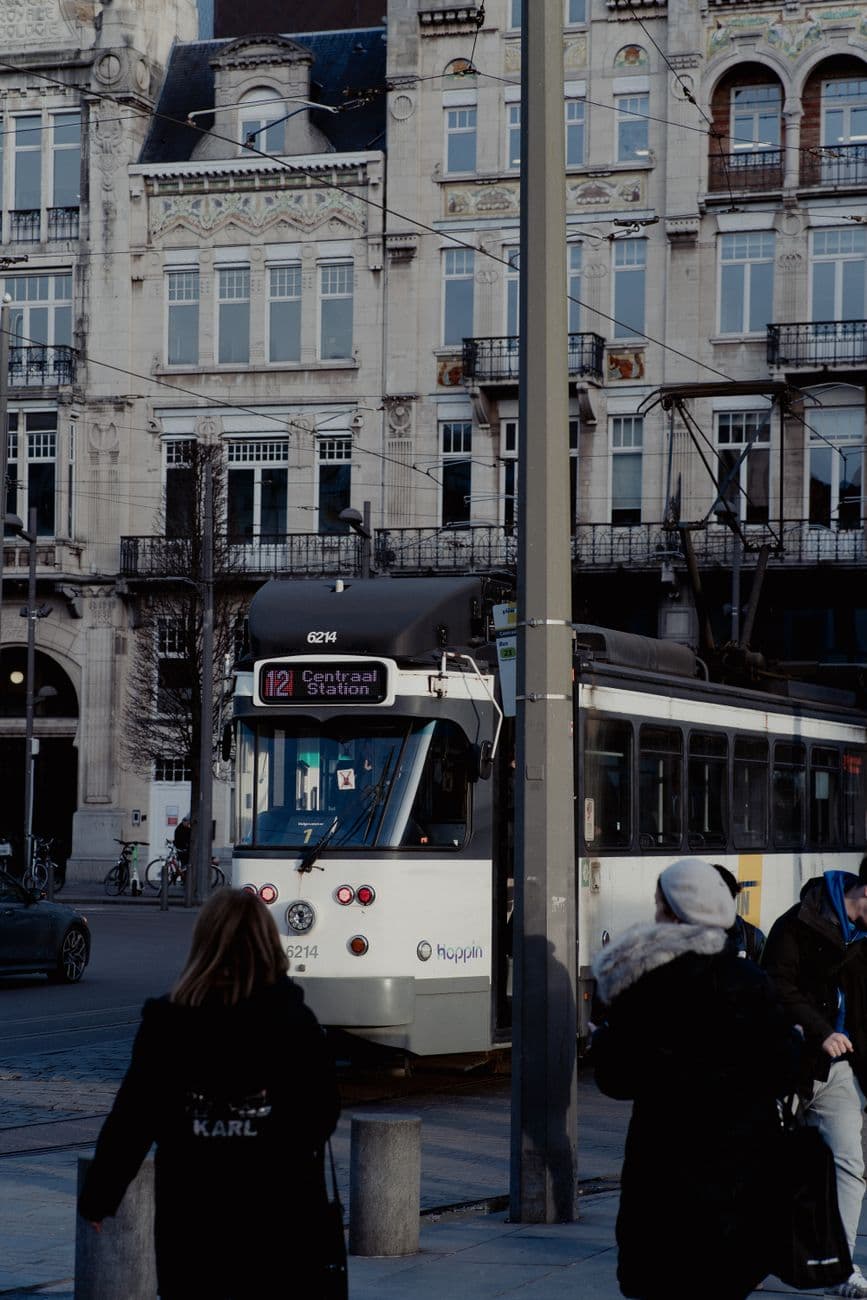Image illustrating: De Lijn tram near Antwerp after a collision response (editorial)