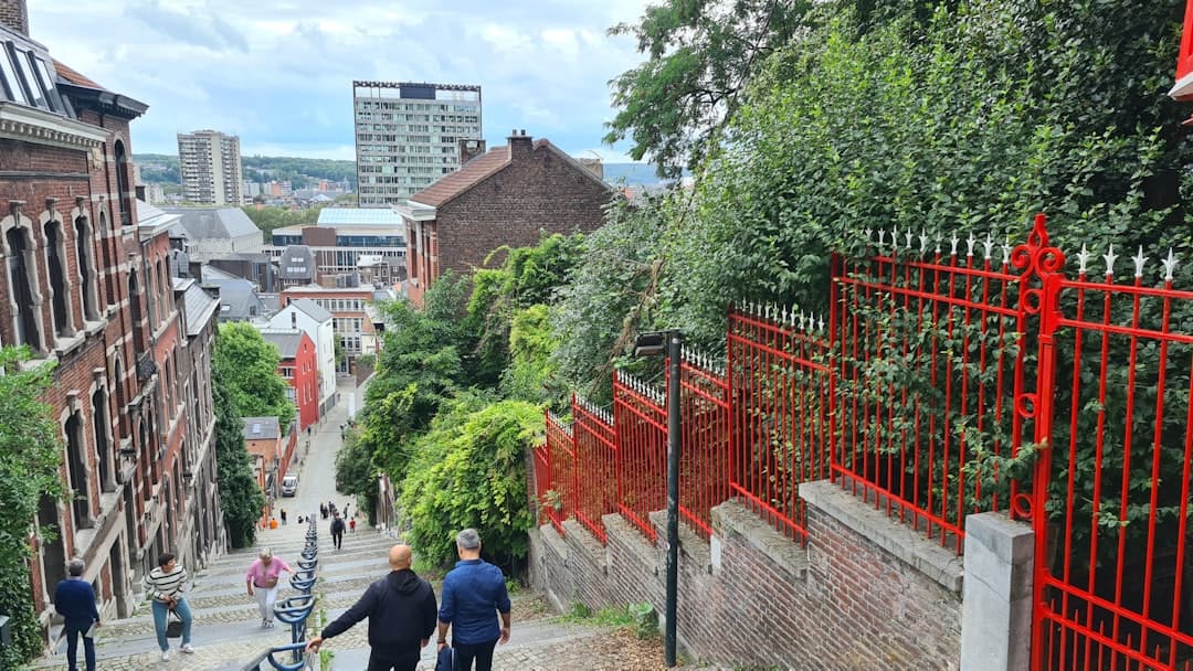 Image illustrating: A completed soft-mobility route or redesigned street in Thier-à-Liège, Liège, wi (editorial)