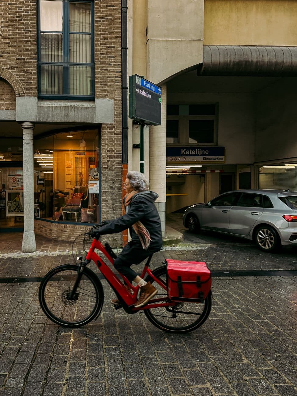 Image illustrating: Coast Tram tracks and street traffic in central Blankenberge (editorial)