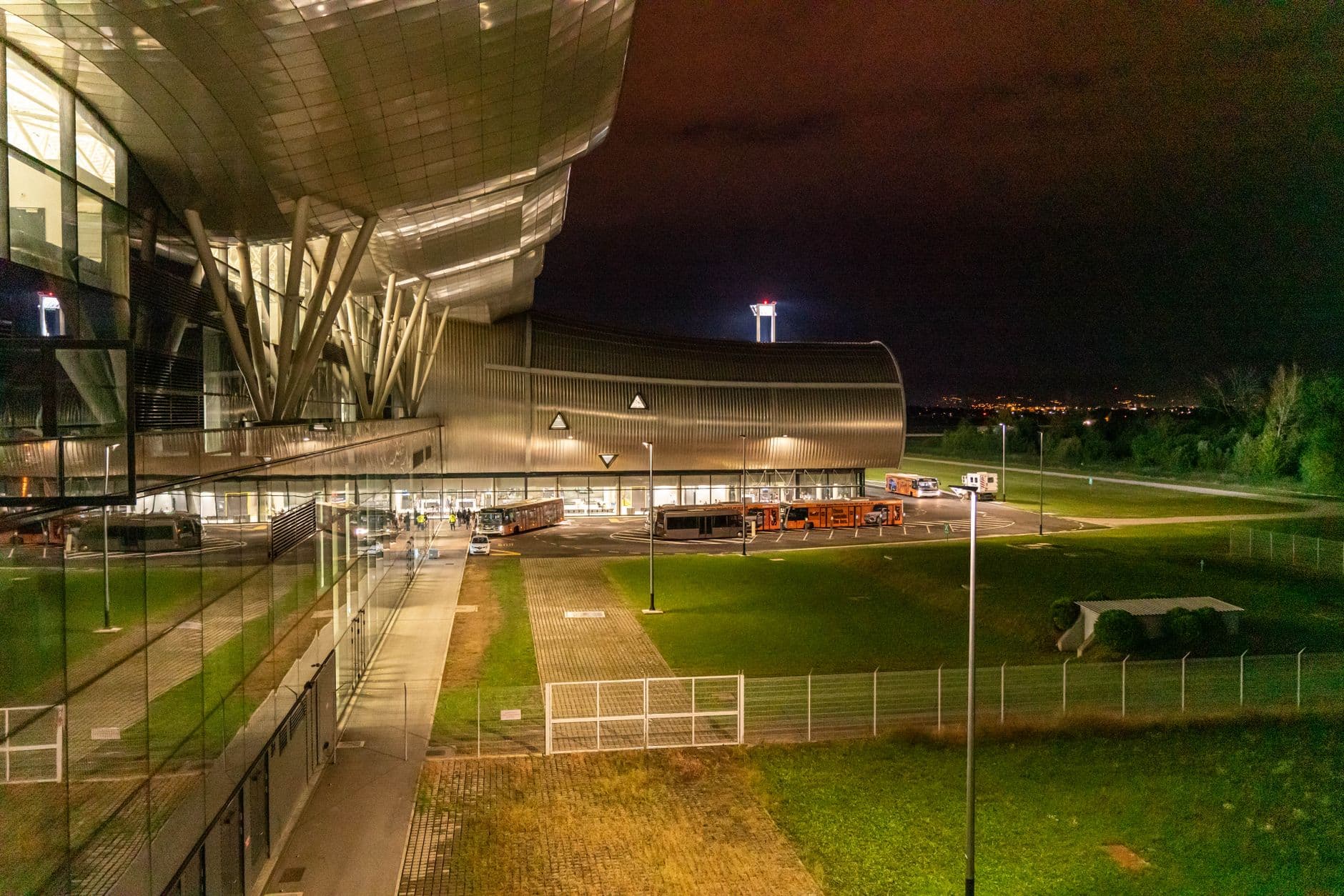 Image illustrating: A TEC bus in Tournai or a Walloon bus depot at night (editorial)