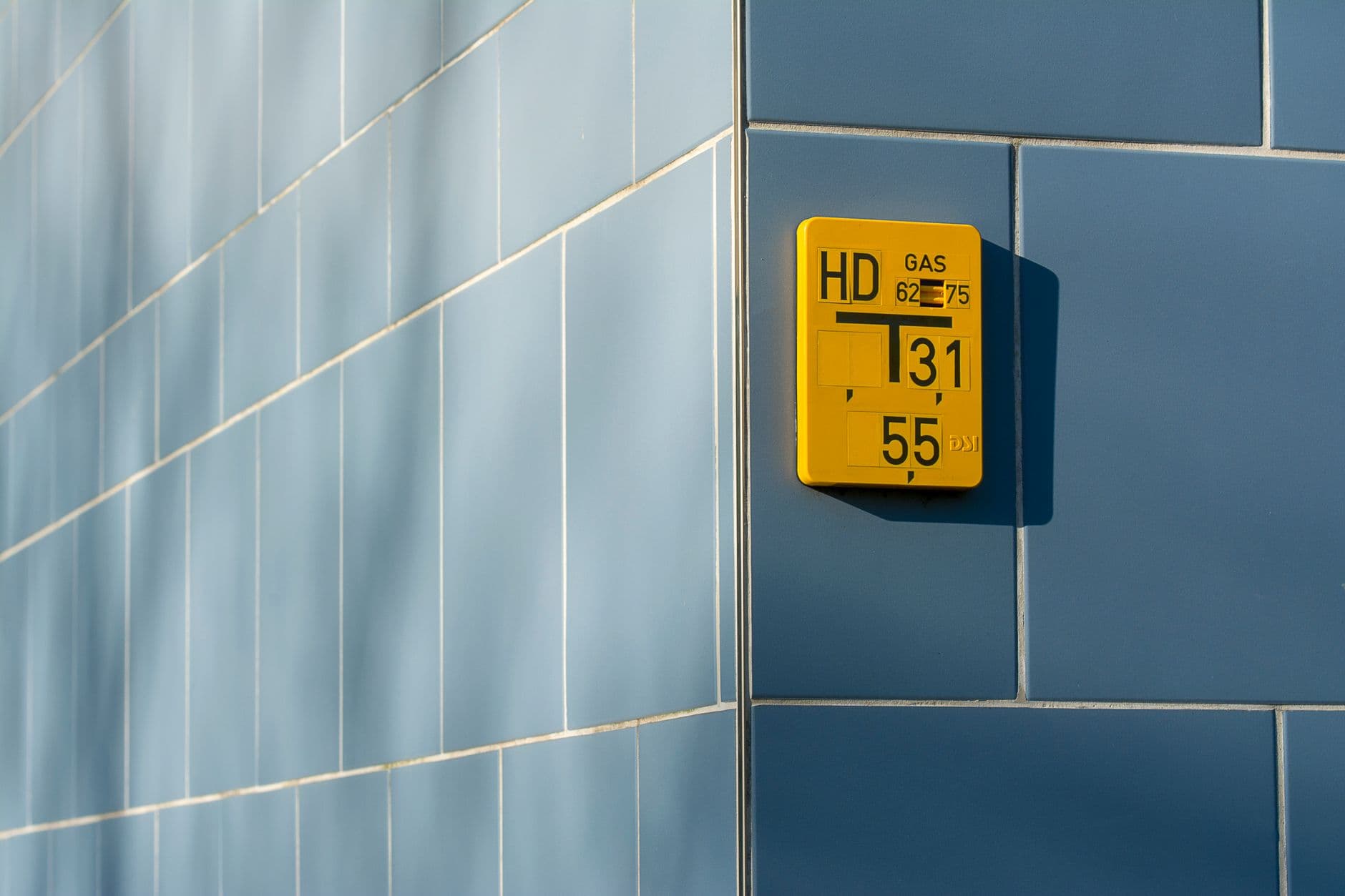 Image illustrating: Gas meter and emergency tape outside an Antwerp apartment building (editorial)
