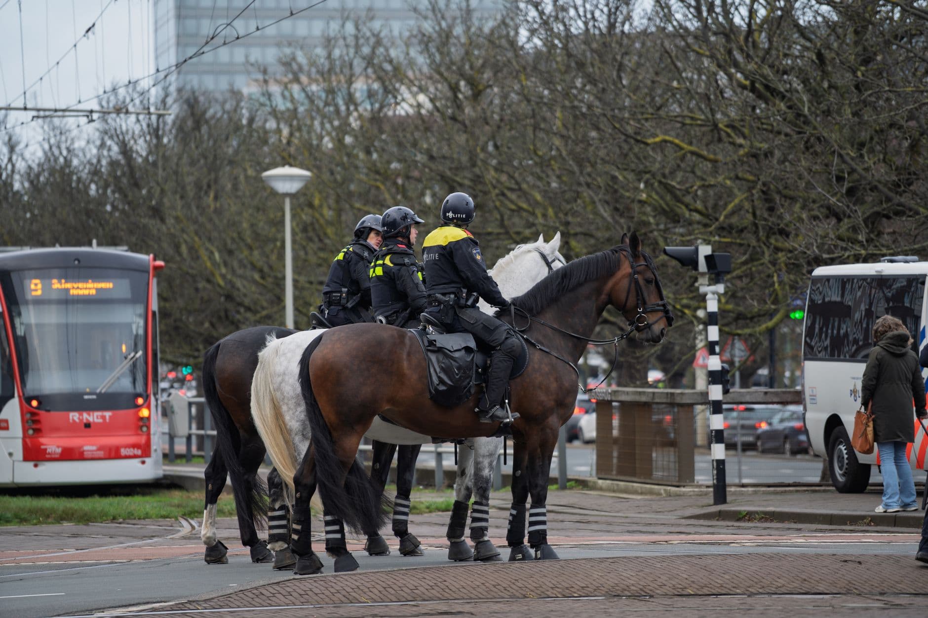 Image illustrating: Antwerp police presence on an urban street near the Scheldekaaien (editorial)