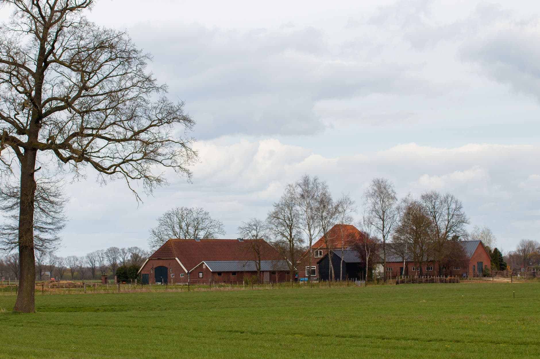 Image illustrating: A Flemish farmyard with barns and agricultural infrastructure in East Flanders (editorial)