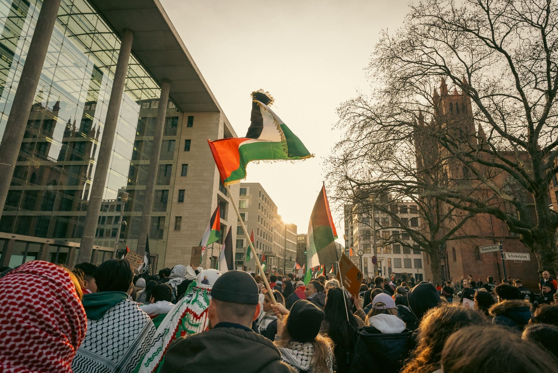 Image illustrating: Police presence near a Palestine demonstration in central Antwerp (editorial)