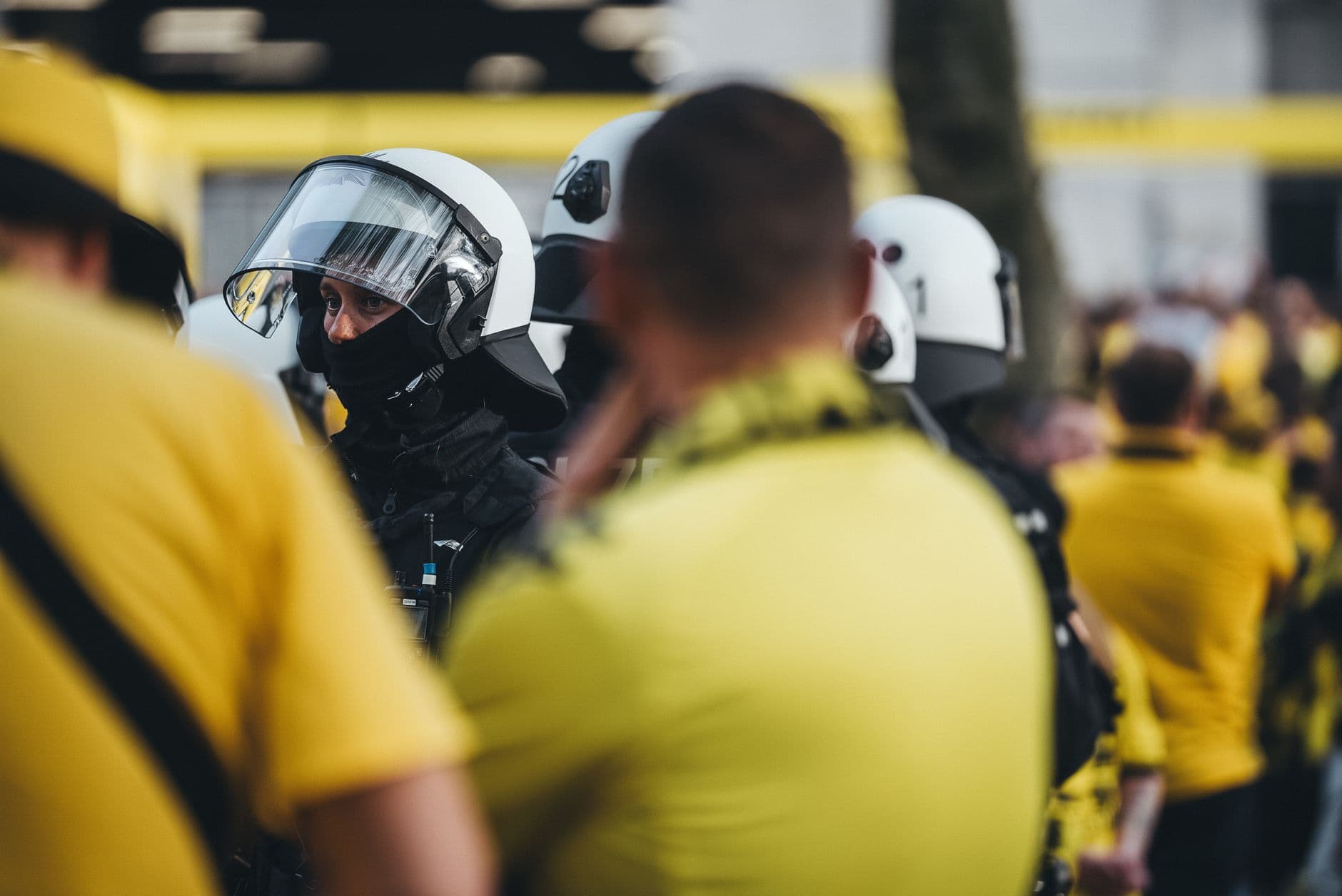 Image illustrating: Crowd and police presence outside Brussels-Central station during a Brussels pro (editorial)