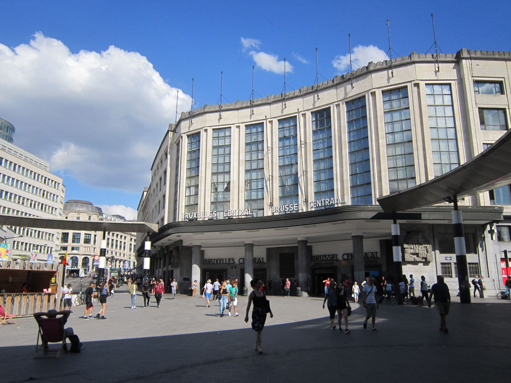 Image illustrating: Police presence and commuters outside Brussels-Central station in central Brusse (editorial)