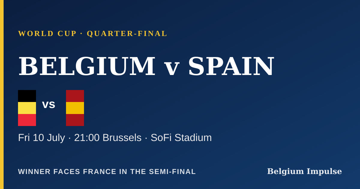 Belgium versus Spain, World Cup quarter-final match graphic